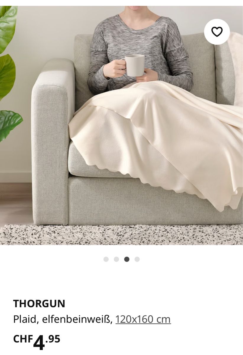 Ikea Coperte: Ikea Thorgun Plaid, 120x160 cm, einmal benutzt – Usato da Kriegstetten venduto da sin_fp27