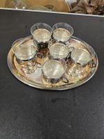 Set Gläserträger mit 6 Gläsern und Ablage, Silberoptik