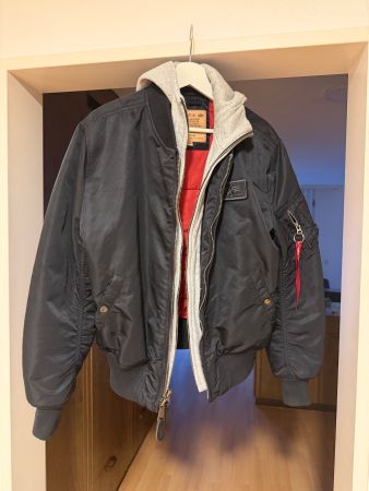 ALPHA INDUSTRIES Bomberjacke schwarz mit grauer Innenjacke