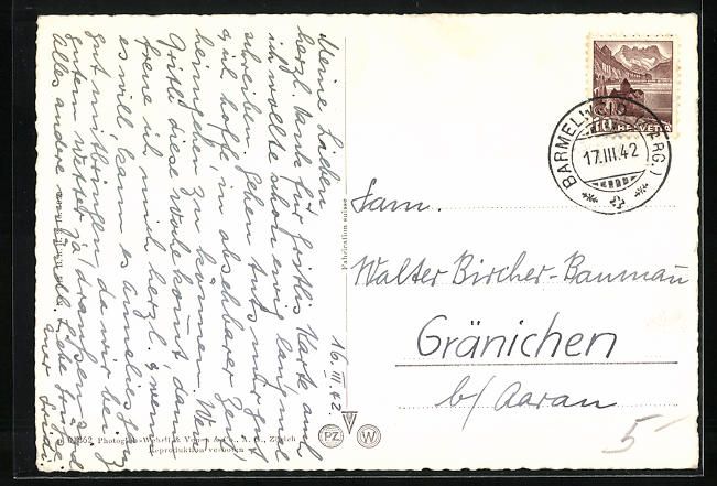 Cartoline postali: AK Aarau, Heilstätte Barmelweid, 1942 – Usato da Berlin venduto da bartko-reher 1