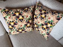 2 Kissen 43x43, Bonjour mon Coussin, Geometrie trifft Blume