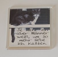 Kühlschrank Magnet Katze mit Spruch 6.5 x 6.5 cm