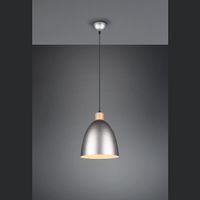 Pendelleuchte, Holz, Nickel, 25 cm Ø