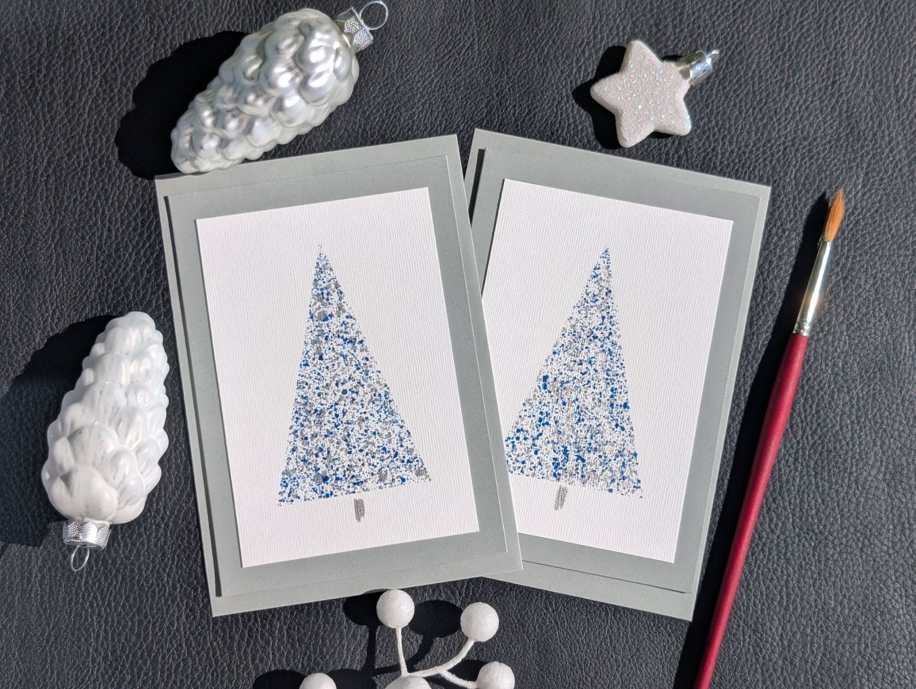 Cartoline: Weihnachtskarte blau-silber Weihnachtsbaum – Set 2 Karten – Nuovo e nell'imballaggio originale da Winterthur venduto da LaVieColor