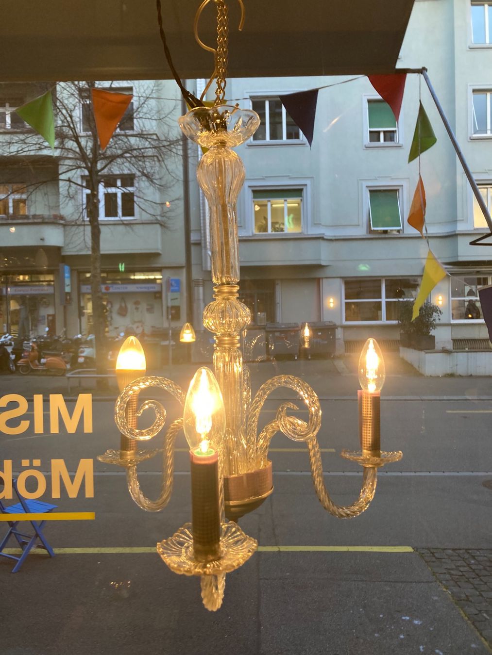 Lampadari & plafoniere: Vintage Glas Lüster Lampe, wunderschön – Usato da Zürich venduto da fransch17