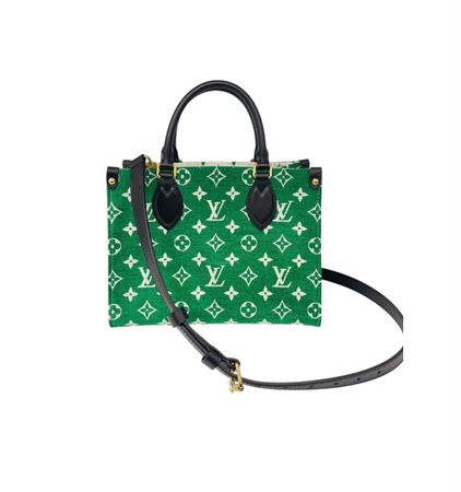 LOUIS VUITTON Jacquard Velvet Monogram Onthego PM, apfelgrün