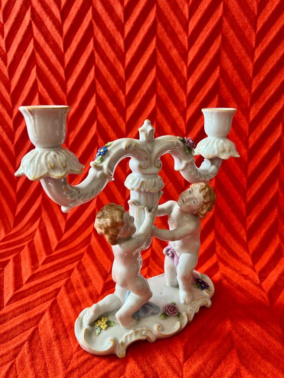 GROSSE ANTIKE KERZENSTÄNDER mit Porzellan Figuren Rokoko EUR 299,00