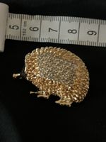 Niedlicher Vintage Igel Brosche, goldfarben, funkelnd!