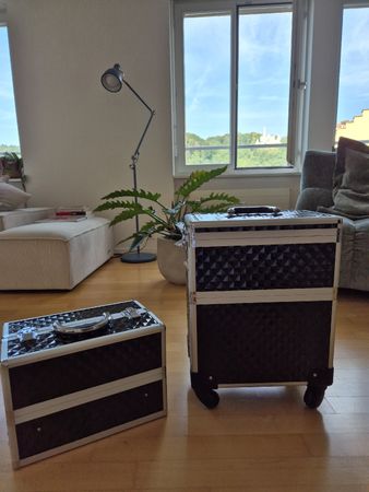 Kosmetikkoffer Trolley 2-teilig mit Spiegel & Rollen