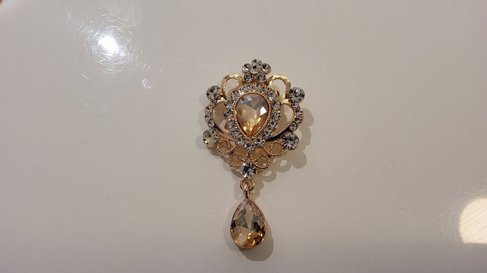 4 Broschen Set Damen Gold - Elegant Mit Strass & Perlen Für Schal & Mantel