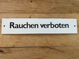 Vintage Hinweisschild „Rauchen verboten“ aus Email ca. 1980