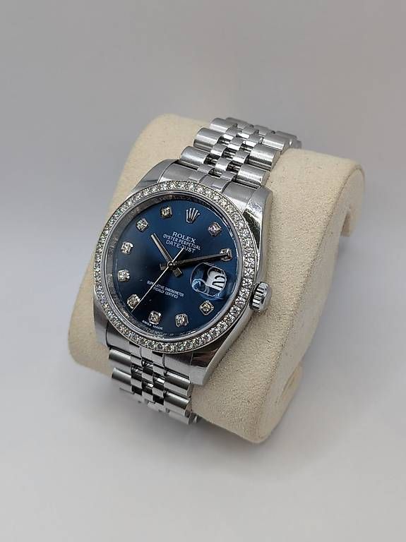 Rolex Orologi: Rolex Datejust 36 116244 Diamond Bezel Blue Dial Full Set – Usato da Caux venduto da MateoAerny