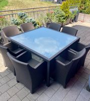 Dedon Gartenesstisch polyrattan mit Glasplatte und 8 Stühle