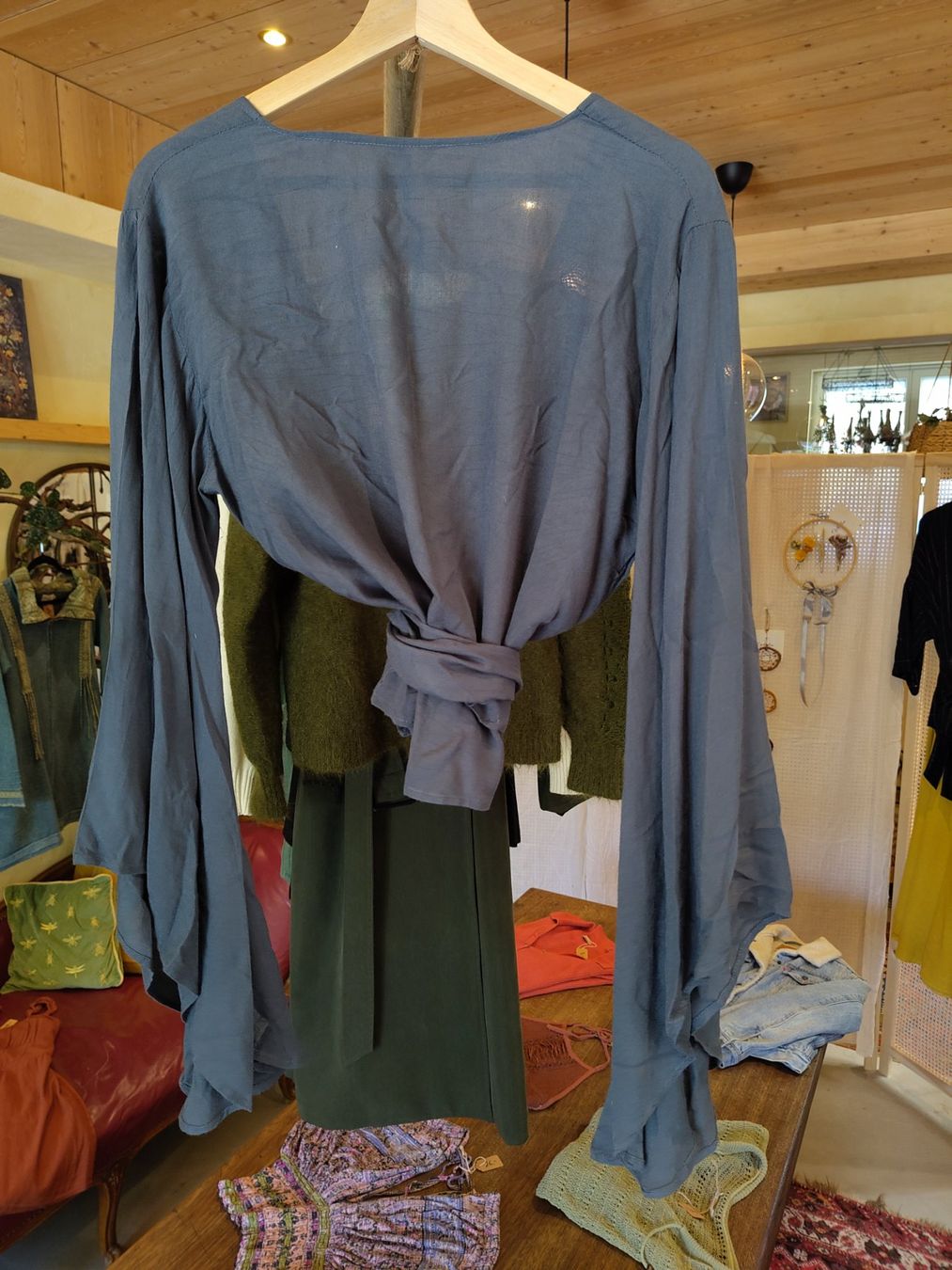 Tuniche: Wickelbluse Blau Baumwolle hippie S-M – Nuovo (secondo la descrizione) da Losone venduto da ell_nora89 1