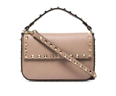 Valentino Garavani Rockstud leather bag rose beige