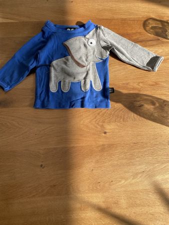 Pullover Elefant blau grau Bio-Baumwolle Grösse 9m