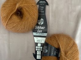Lana Grossa Silkhair Lux 516-342584 Kamel-Braun silberfaden