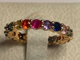 Bague d'éternité arc-en-ciel plaquée or ✨