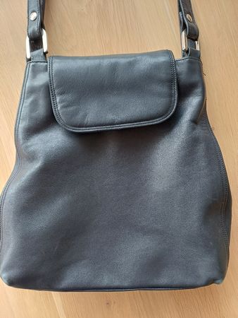 Schwarze Luxus-Leder-Umhängetasche