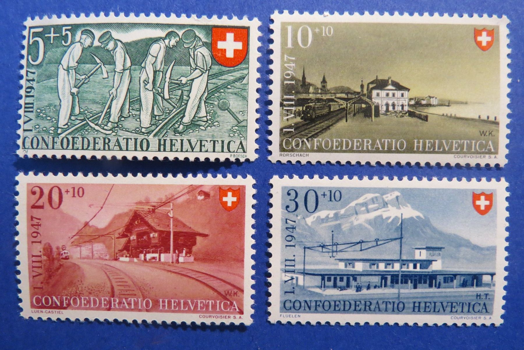 Alle Briefmarken: Serie Pro Patria 1947 postfrisch **, - SBK: 20.-. – Neu (gemäss Beschreibung) aus Brunnen von Kumari