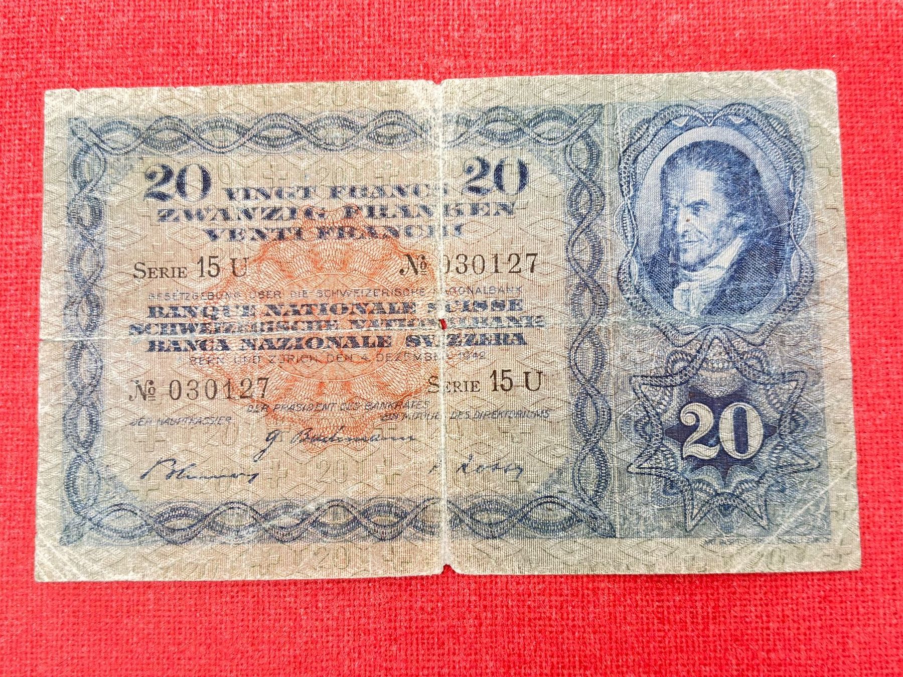 Banconote: 20 Franken Banknote 1942 gebraucht – Usato da Ormalingen venduto da digital09