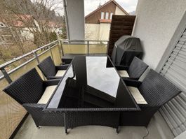 Gartenmöbel-Set aus Rattan schwarz