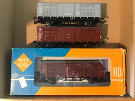 3x Roco FS Spitzdach Güterwagen