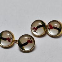 Manschettenknöpfe Vintage Golf Motiv Glas Cabochon #C8