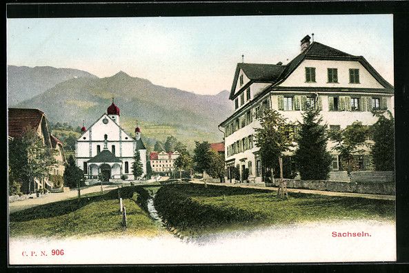 Cartoline postali: AK Sachseln, Ortspartie mit Kirche – Usato da Berlin venduto da bartko-reher