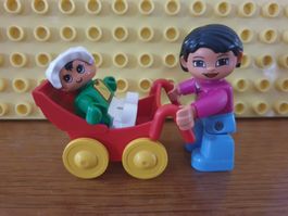 Duplo (V03) Frau mit Kinderwagen & Kind