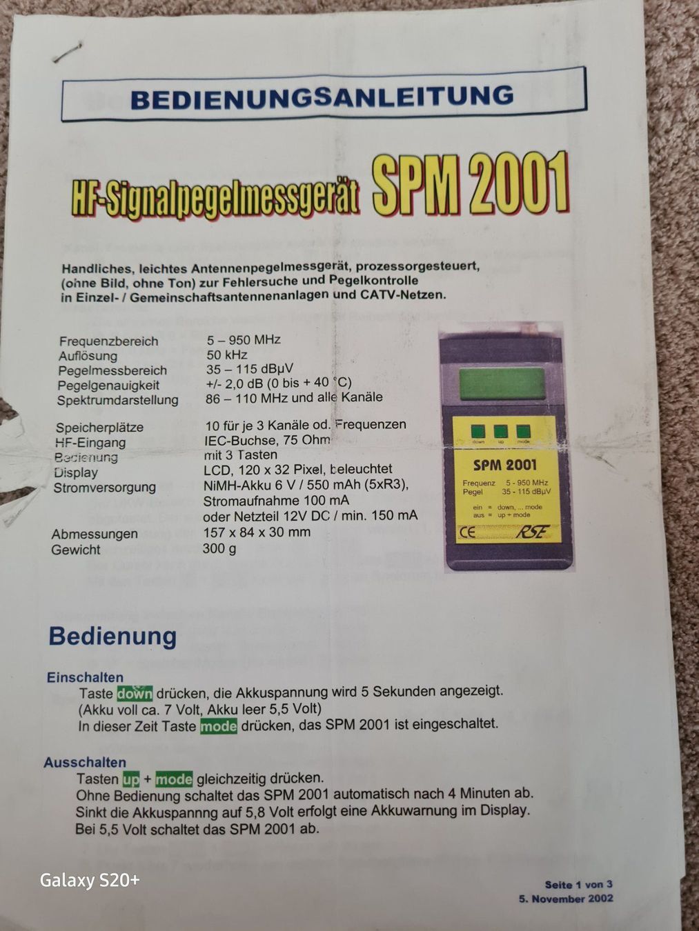 Misurare: SPM 2001 Pegelmessgerät Signalpegelmessgerät – Usato da Zürich venduto da Alibaba1234 5