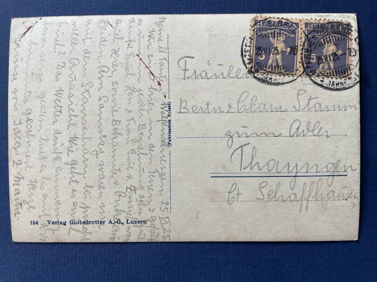 Ansichtskarten: Alte Postkarte Hotel Eintracht Wolfenschiessen 1925 – Gebraucht aus Neuhausen am Rheinfall von Arielle55 1