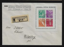 NABA BLOCK ZÜRICH 1934 auf R - BRIEF n. WILDBERG m. VIGNETTE