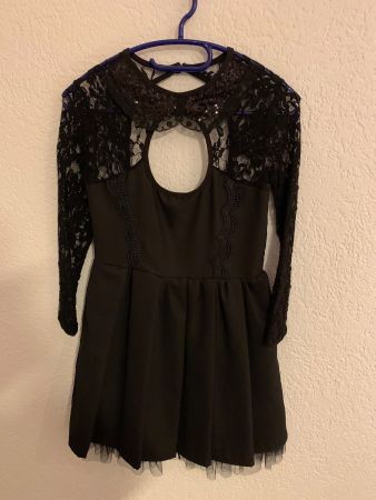 Pailletten Spitzen Kleid schwarz Gr. XS / S