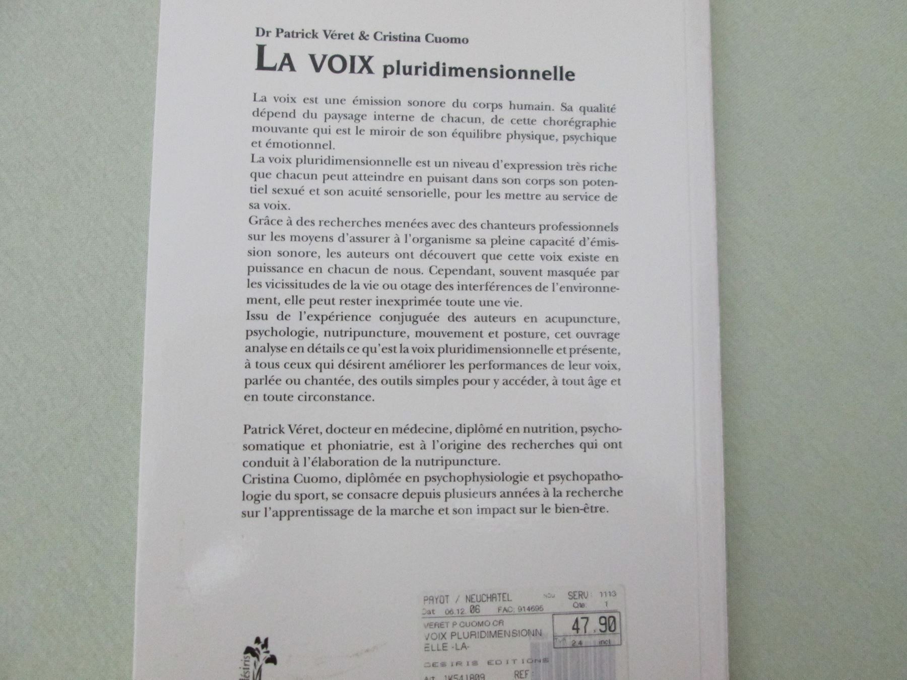 Libri: La voix pluridimensionnelle – Usato da Neuchâtel venduto da Dualseele 9