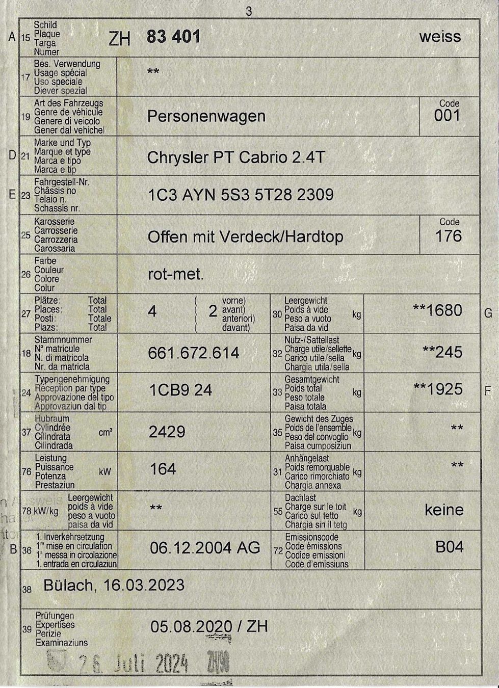 Chrysler Automobili: PT Cruiser Cabrio GT Turbo – Usato da eglisau venduto da marton02 3