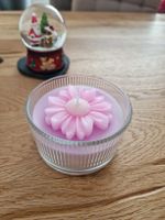 Deko Kerze lila Blume 🌸 Glasbehälter