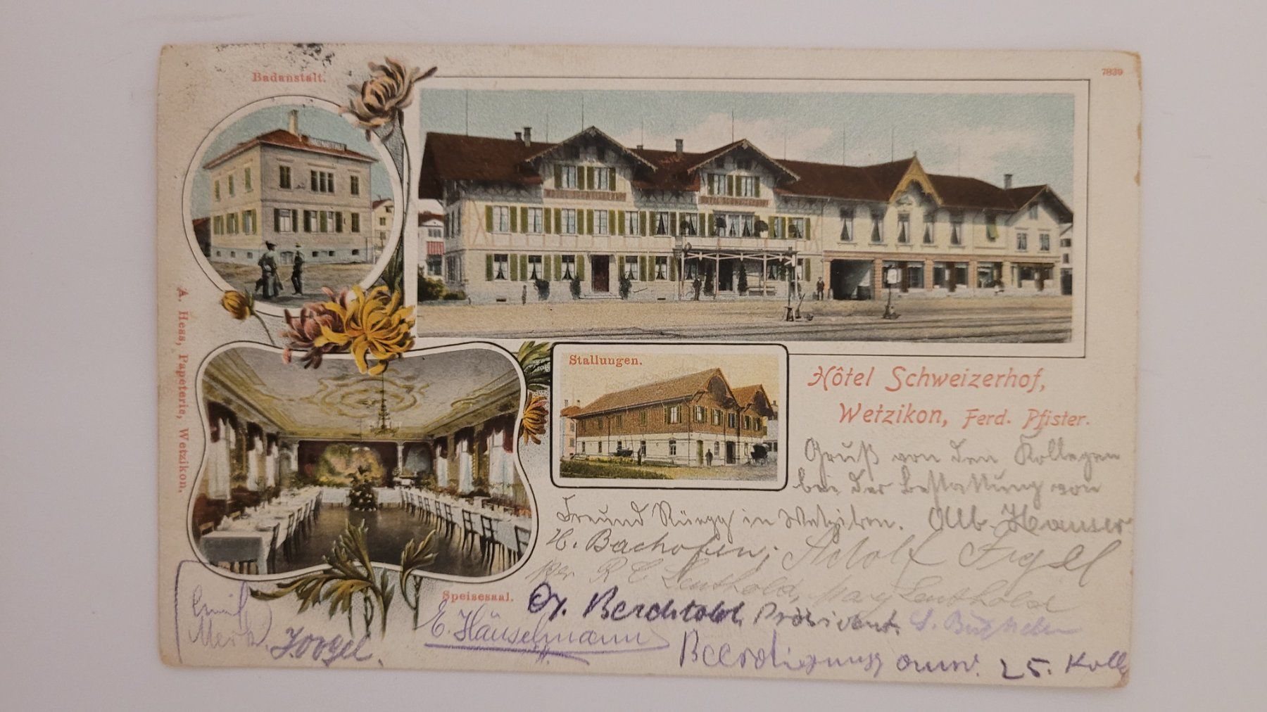Cartoline postali: Ansichtskarte Wetzikon Hotel Schweizerhof Litho R34 – Usato da nunningen venduto da mic_88k2