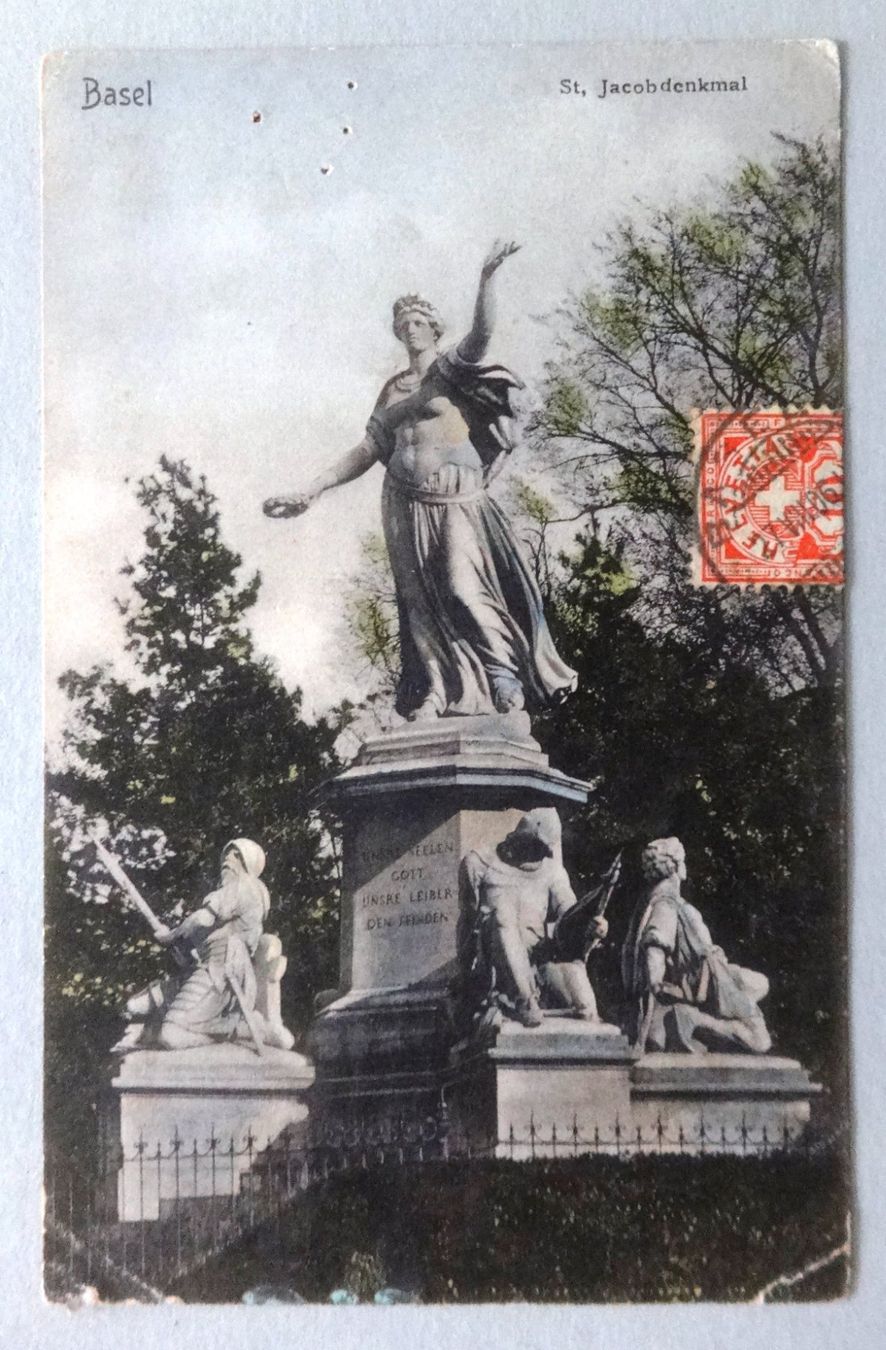 Cartoline postali: Basel - St. Jacobdenkmal – Difettoso da Fétigny venduto da Billy2miny