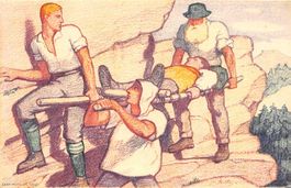 Bundesfeierkarte 1921, Verwundetentransport