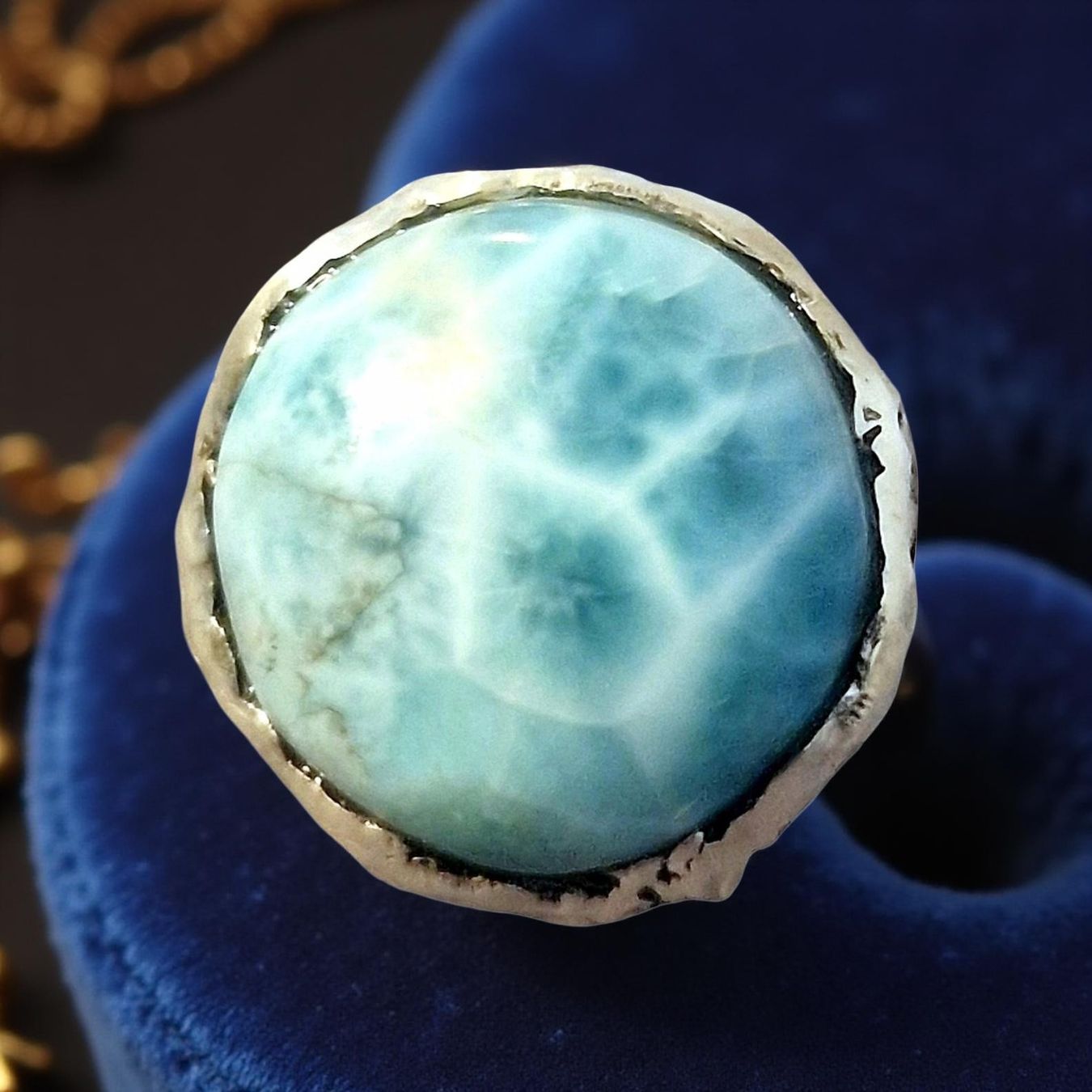 Ringe: Statement-Ring Silber & Larimar, Grösse 56 – Neu und originalverpackt aus Aarau von Schmuckhoehle_MD 6