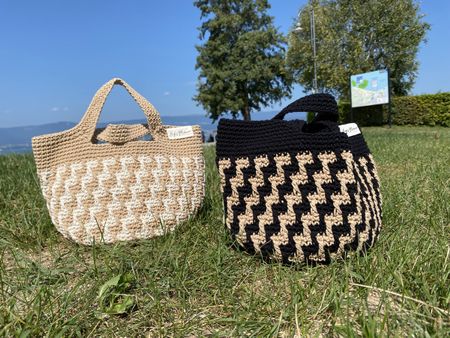 Handmade Crochet Bag Beige 27cm x 17cm New