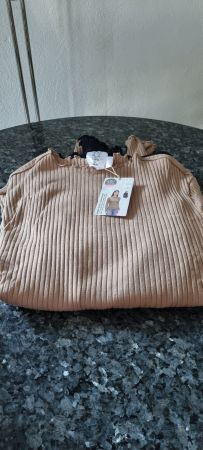 2 Damen Langarmshirt Fashion beige/schwarz Grösse 44/46 neu