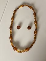Bernstein Kette mit passenden Ohrringen 85cm