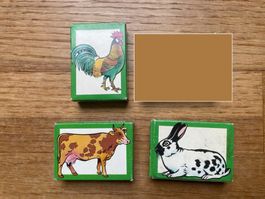 Stempel Hase, Hahn, Kuh, 3.7x5.2 cm
