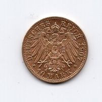 (7) Württemberg, 10 Mark, 1907, stgl gold