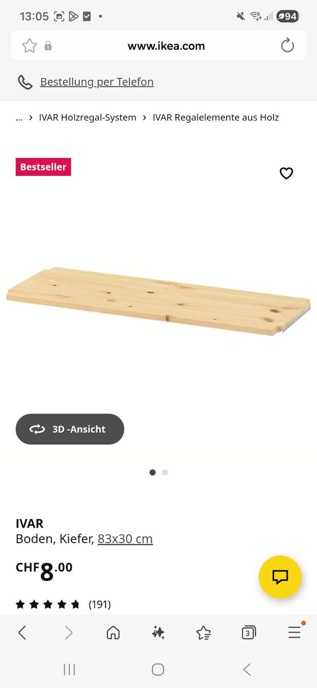 Ikea Scaffali: IKEA-Ivar-Gestell Tablar-Boden,83x30cm – Usato da Wiesendangen venduto da Mizira