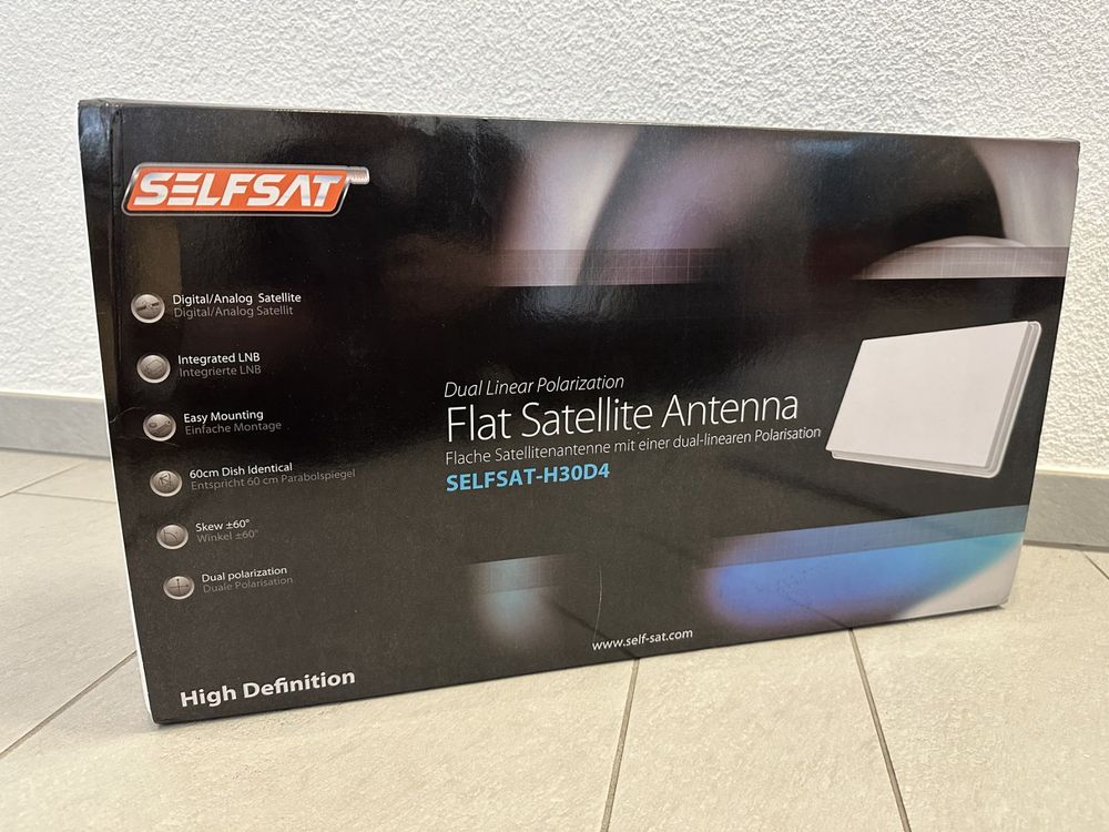 Selfsat H30D4 – Antenna Piatta Con LNB Quad Per 4 Utenti, Compatta E Leggera Per Campeggio