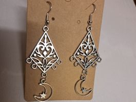 Ohrringe Modeschmuck Mond Boho Style silberfarben NEU