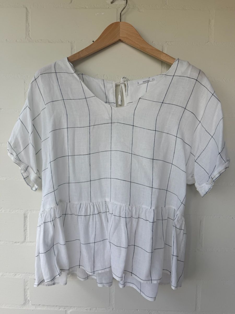 Mango Blusen: Mango Bluse Leinen weiss Gr. L – Gebraucht aus Brütten von Rod816